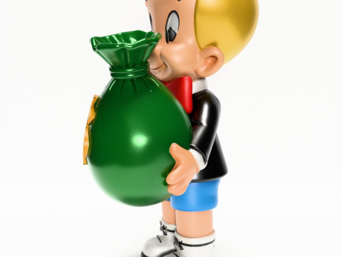 3D Printing Richie Rich Gold Billionaire Cashbag toy Model 3D
