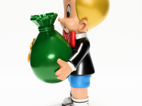 3D Printing Richie Rich Gold Billionaire Cashbag toy Model 3D