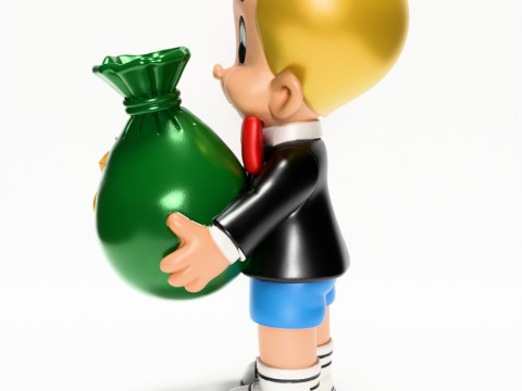 3D Printing Richie Rich Gold Billionaire Cashbag toy Model 3D