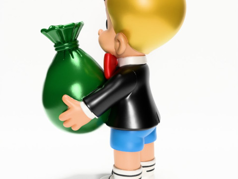 3D Printing Richie Rich Gold Billionaire Cashbag toy Model 3D