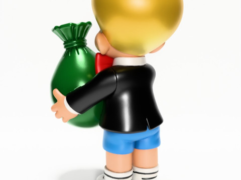 3D Printing Richie Rich Gold Billionaire Cashbag toy Model 3D