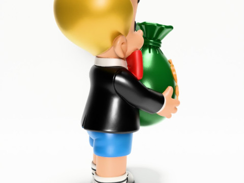 3D Printing Richie Rich Gold Billionaire Cashbag toy Model 3D