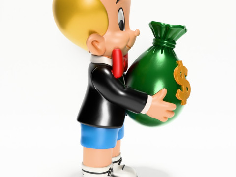 3D Printing Richie Rich Gold Billionaire Cashbag toy Model 3D