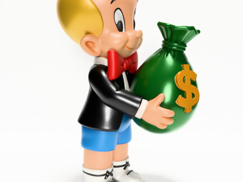 3D Printing Richie Rich Gold Billionaire Cashbag toy Model 3D
