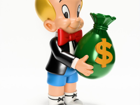 3D Printing Richie Rich Gold Billionaire Cashbag toy Model 3D