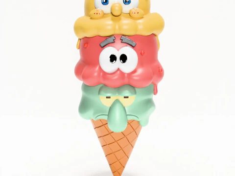 3D Printing SpongeBob SquarePants Patrick and Squidward Ice Cream toy 3D Model