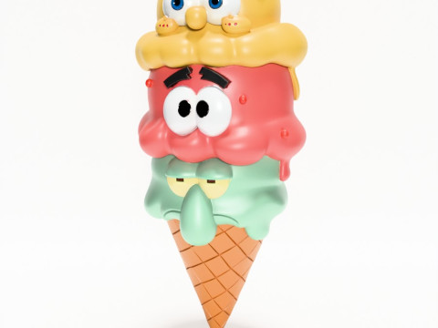 3D Printing SpongeBob SquarePants Patrick and Squidward Ice Cream toy 3D 모델
