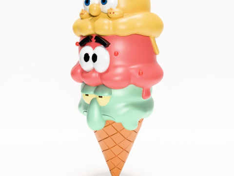 3D Printing SpongeBob SquarePants Patrick and Squidward Ice Cream toy 3D 모델