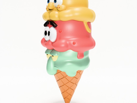 3D Printing SpongeBob SquarePants Patrick and Squidward Ice Cream toy 3D 모델