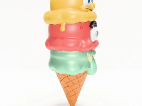 3D Printing SpongeBob SquarePants Patrick and Squidward Ice Cream toy 3D Model