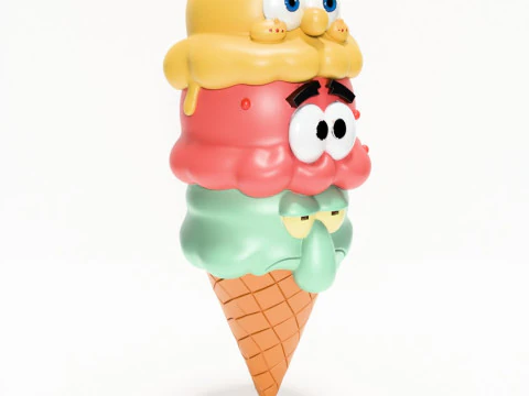 3D Printing SpongeBob SquarePants Patrick and Squidward Ice Cream toy 3D Model
