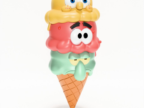 3D Printing SpongeBob SquarePants Patrick and Squidward Ice Cream toy 3D 모델