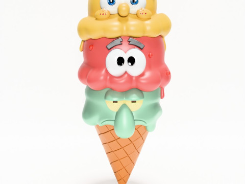 3D Printing SpongeBob SquarePants Patrick and Squidward Ice Cream toy 3D 모델