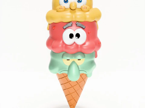3D Printing SpongeBob SquarePants Patrick and Squidward Ice Cream toy 3D Model