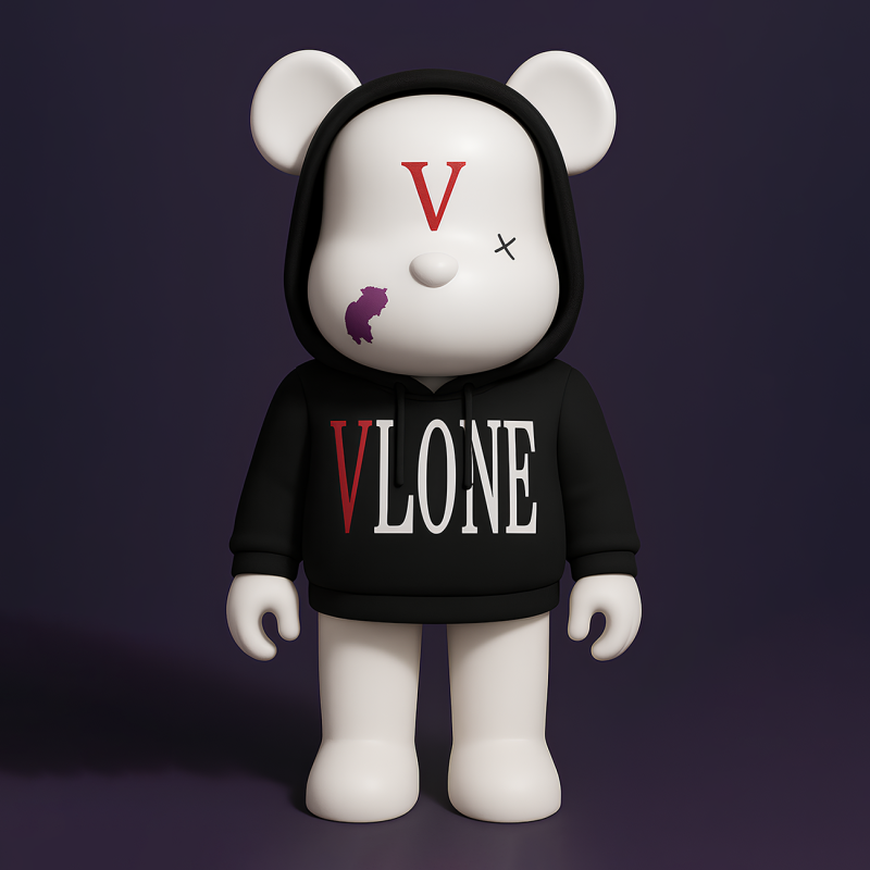 3D Printing Bearbrick x VLONE Hooded hype streetwear 2 toy 3D Model .c4d .max .obj .3ds .fbx .stl .blend
