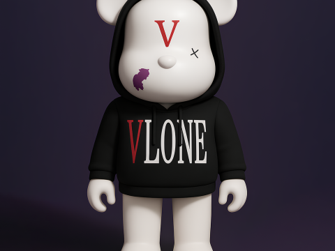 3D Printing Bearbrick x VLONE Hooded hype streetwear 2 toy 3D Модель