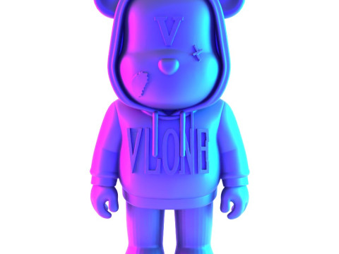 3D Printing Bearbrick x VLONE Hooded hype streetwear 2 toy 3D Model
