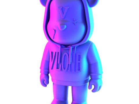 3D Printing Bearbrick x VLONE Hooded hype streetwear 2 toy 3D Model