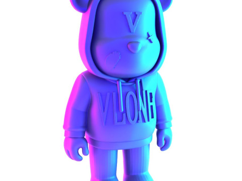 3D Printing Bearbrick x VLONE Hooded hype streetwear 2 toy 3D Model