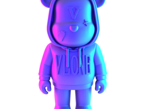 3D Printing Bearbrick x VLONE Hooded hype streetwear 2 toy 3D Model