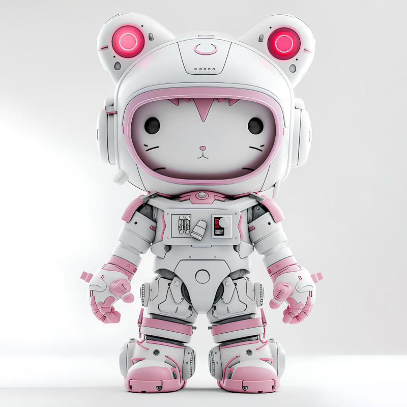 3D Printing Cyberpunk Hello Kitty Mecha Neko toy 3D Model .c4d .max .obj .3ds .fbx .stl .blend 