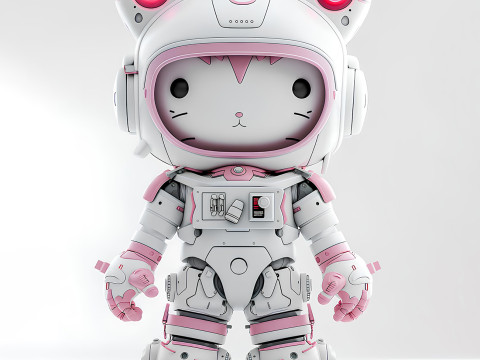 3D Printing Cyberpunk Hello Kitty Mecha Neko toy 3D Model