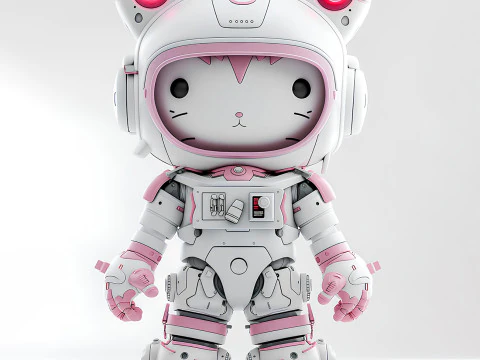 3D プリント サイバーパンク ハローキティ メカネコ おもちゃ 3Dモデル