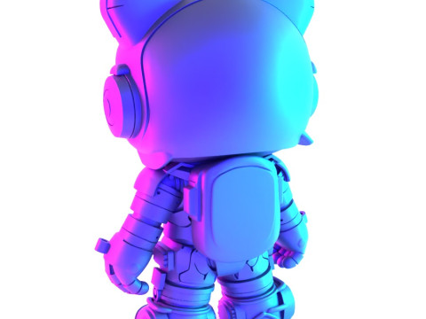 3D Printing Cyberpunk Hello Kitty Mecha Neko toy 3D Model