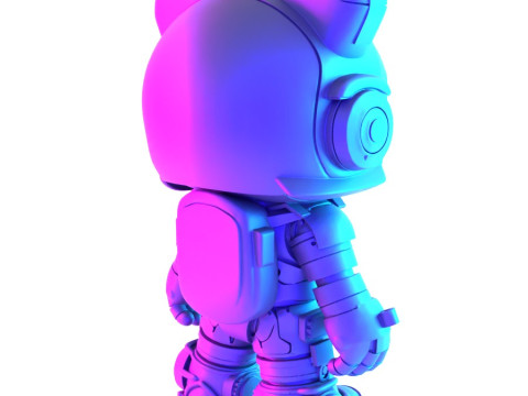 3D Printing Cyberpunk Hello Kitty Mecha Neko toy 3D Model