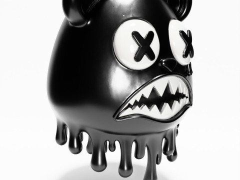 3D Printing Drip Painting Melt Bear toy Modello 3D