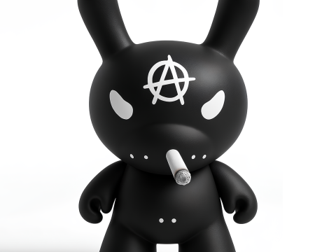 3D Printing Black Anarchy Rabbit Punk Grunge toy Model 3D
