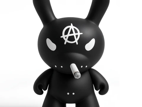 3D プリント ブラック アナーキー ウサギ パンク グランジ おもちゃ 3Dモデル