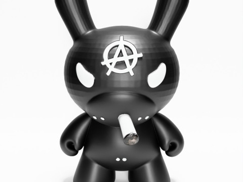 3D Printing Black Anarchy Rabbit Punk Grunge toy 3D Modell