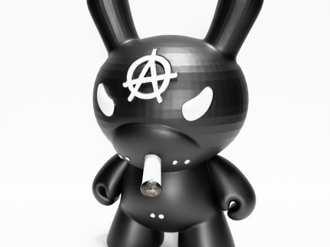 3D Printing Black Anarchy Rabbit Punk Grunge toy 3D Modell