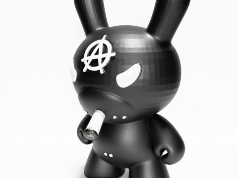 3D Printing Black Anarchy Rabbit Punk Grunge toy 3D Modell