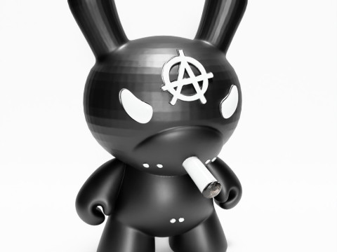 3D Printing Black Anarchy Rabbit Punk Grunge toy 3D Modell