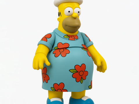 3D Printing Fat Homer Simpson Tropical Floral Dress toy Modelo 3D