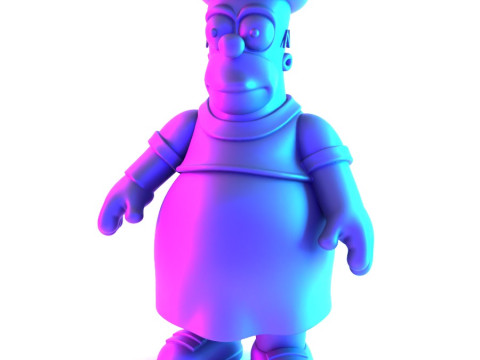 Іграшка з 3D-друком Товстий Гомер Сімпсон у тропічній квітковій сукні 3D Модель