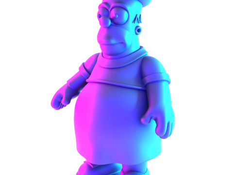 Іграшка з 3D-друком Товстий Гомер Сімпсон у тропічній квітковій сукні 3D Модель