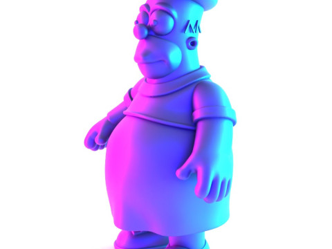 Іграшка з 3D-друком Товстий Гомер Сімпсон у тропічній квітковій сукні 3D Модель