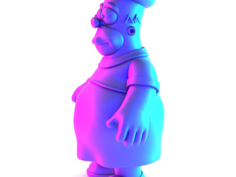 Іграшка з 3D-друком Товстий Гомер Сімпсон у тропічній квітковій сукні 3D Модель