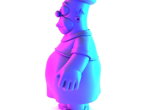 Іграшка з 3D-друком Товстий Гомер Сімпсон у тропічній квітковій сукні 3D Модель