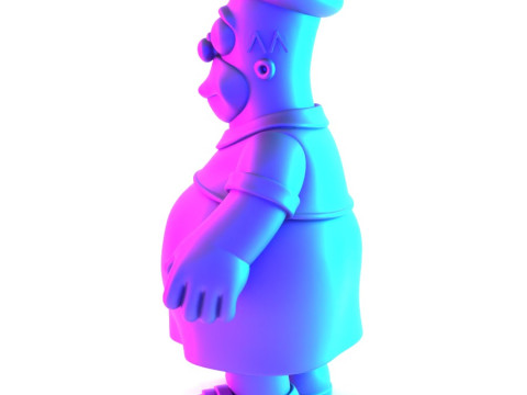 Іграшка з 3D-друком Товстий Гомер Сімпсон у тропічній квітковій сукні 3D Модель