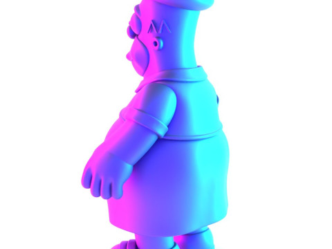 Іграшка з 3D-друком Товстий Гомер Сімпсон у тропічній квітковій сукні 3D Модель