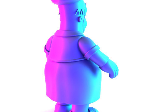 Іграшка з 3D-друком Товстий Гомер Сімпсон у тропічній квітковій сукні 3D Модель