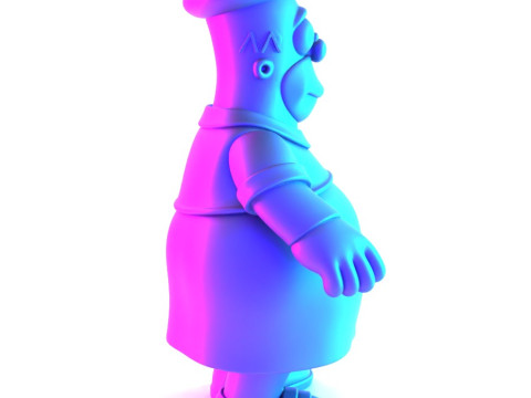 Іграшка з 3D-друком Товстий Гомер Сімпсон у тропічній квітковій сукні 3D Модель