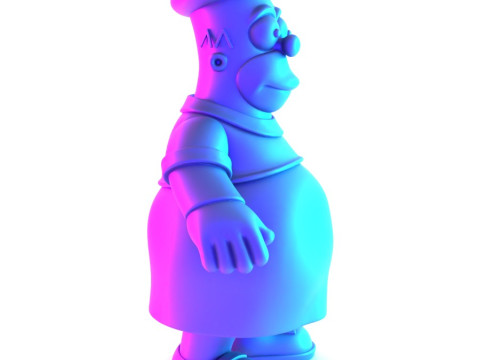 Іграшка з 3D-друком Товстий Гомер Сімпсон у тропічній квітковій сукні 3D Модель