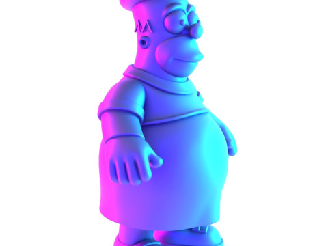 Іграшка з 3D-друком Товстий Гомер Сімпсон у тропічній квітковій сукні 3D Модель