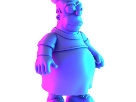 Іграшка з 3D-друком Товстий Гомер Сімпсон у тропічній квітковій сукні 3D Модель