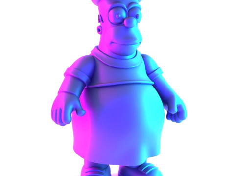 Іграшка з 3D-друком Товстий Гомер Сімпсон у тропічній квітковій сукні 3D Модель